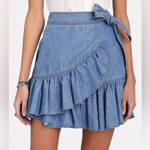 Veronica Beard Chambray Memphis Ruffle Skirt Sz 8 NWT